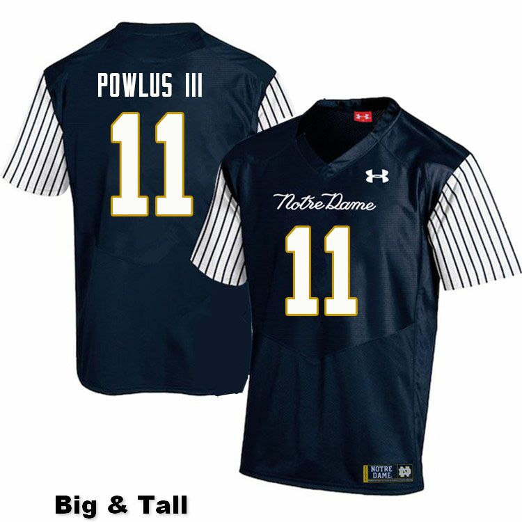 Men's NCAA Notre Dame Fighting Irish #11 Ron Powlus III Stitched College Under Armour Authentic Navy Big & Tall Alternate Football Jersey OI10U22SZ